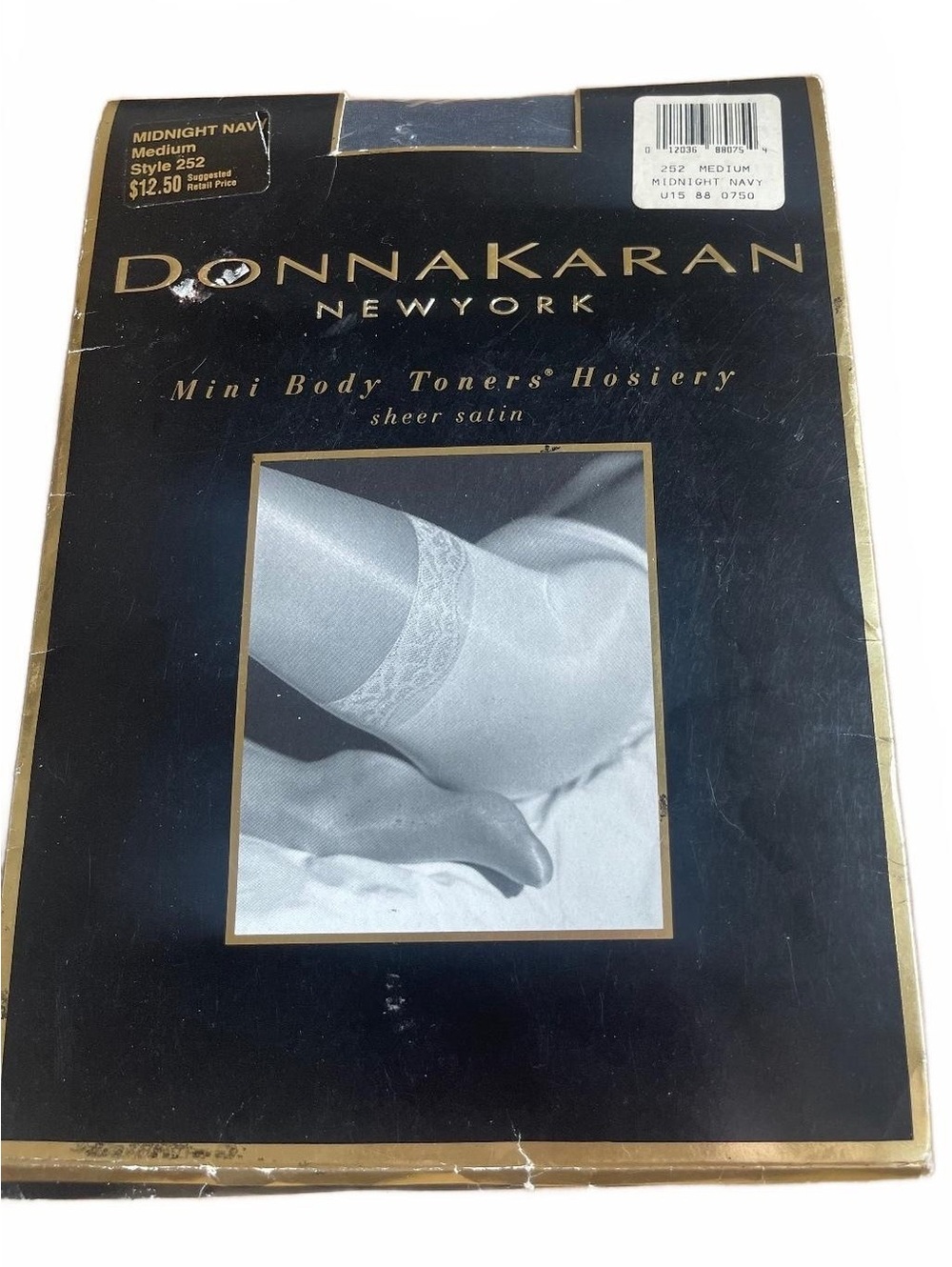 Vintage 1993 Donna Karan Mini Body Toners Hosiery Medium Midnight Navy NOS 1993